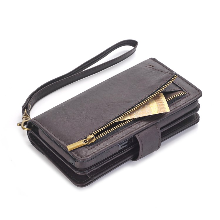 For Samsung Galaxy S8 Plus G955 Detachable 2-in-1 Card Holder TPU Zipper Multi functional Leather Wallet Case - Black-1