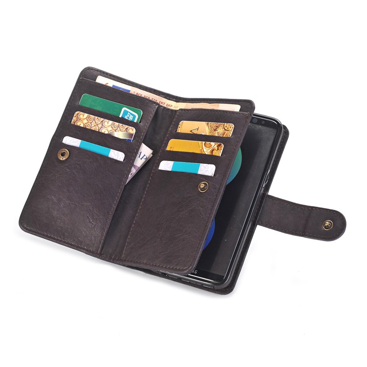 For Samsung Galaxy S8 Plus G955 Detachable 2-in-1 Card Holder TPU Zipper Multi functional Leather Wallet Case - Black-8