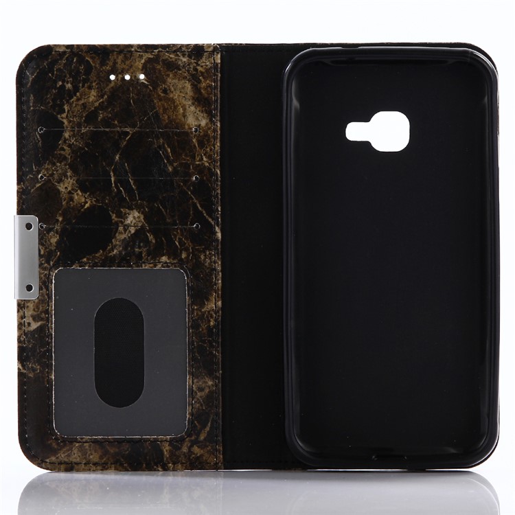 Marble Pattern Leather Wallet Mobile Phone Case for Samsung Galaxy Xcover 4 - Black-3