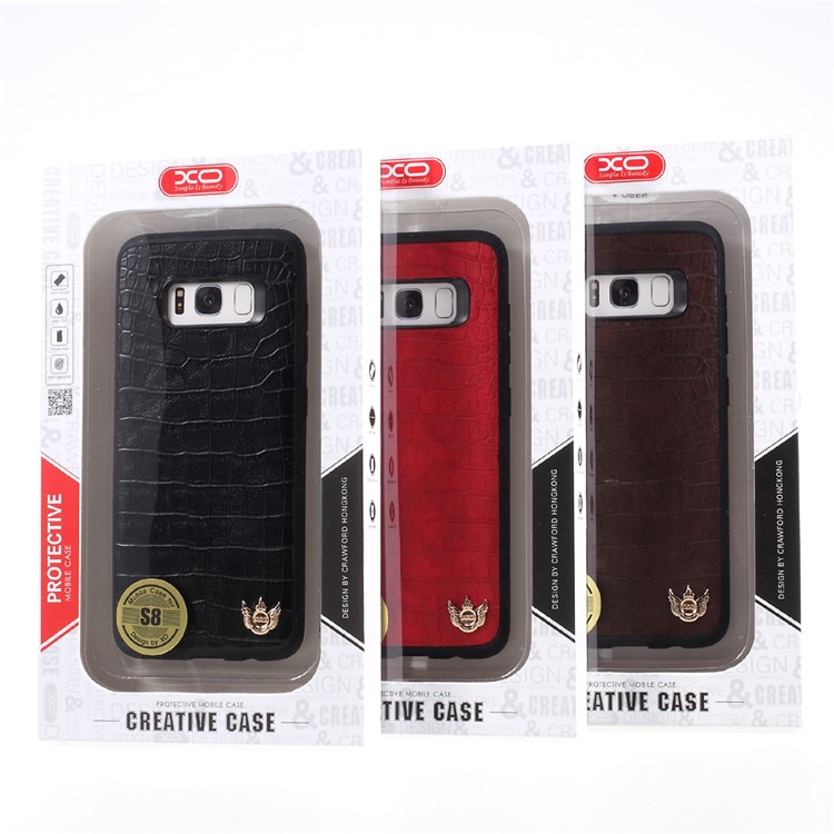 XO PU Leather Coated Crocodile Texture PC + TPU Hybrid Case for Samsung Galaxy S8 Plus G955 - Black-6