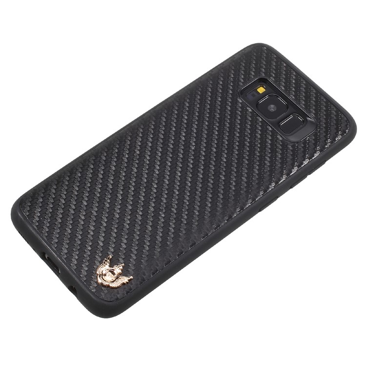 XO PU Leather Coated Carbon Fiber Texture PC + TPU Hybrid Case for Samsung Galaxy S8 G950 - Black-2