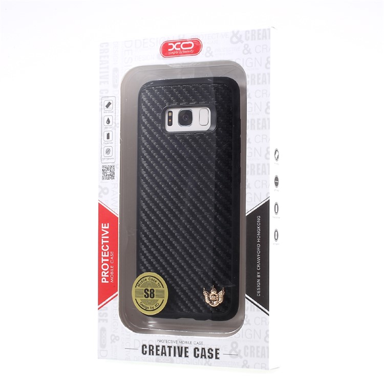 XO PU Leather Coated Carbon Fiber Texture PC + TPU Hybrid Case for Samsung Galaxy S8 G950 - Black-6
