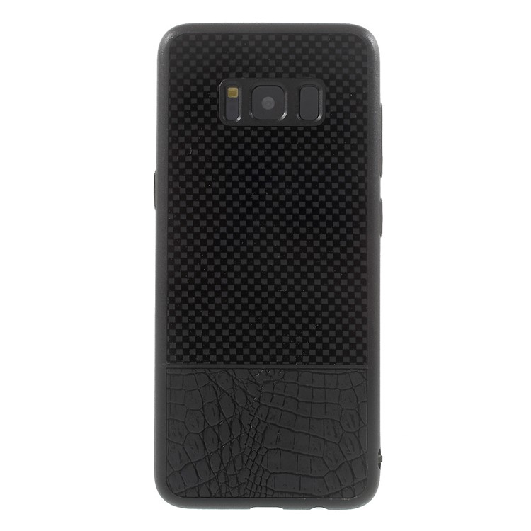Crocodile Texture Leather Coated Splicing Lattice Pattern PC Case for Samsung Galaxy S8 Plus G955 - Black-2