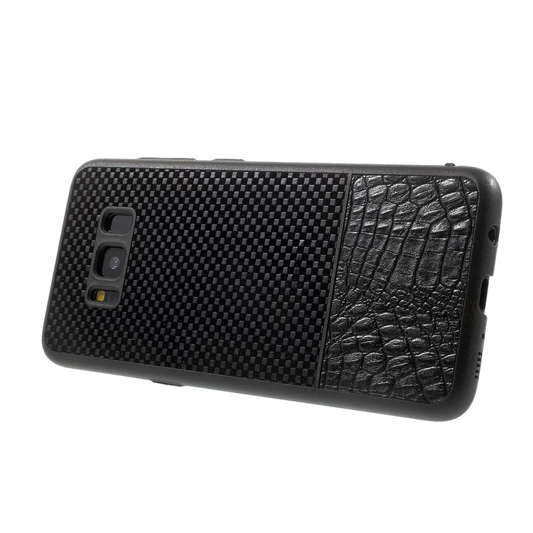 Crocodile Texture Leather Coated Splicing Lattice Pattern PC Case for Samsung Galaxy S8 Plus G955 - Black-3