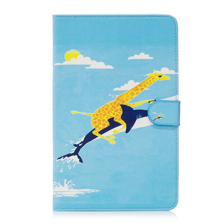 

Patterned Leather Wallet Stand Case for Samsung Galaxy Tab E 9.6 T560 - Giraffe is Riding Dolphin