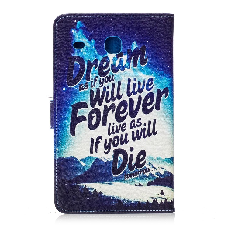 Pattern Printing Leather Wallet Stand Case for Samsung Galaxy Tab E 8.0 T375 T377 - Quote-2