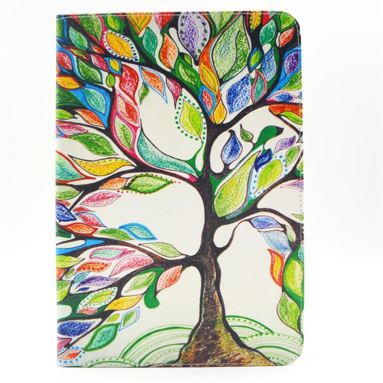 Pattern Printing Leather Wallet Flip Case for Samsung Galaxy Tab A 9.7 T550 T555 - Colorized Tree-1