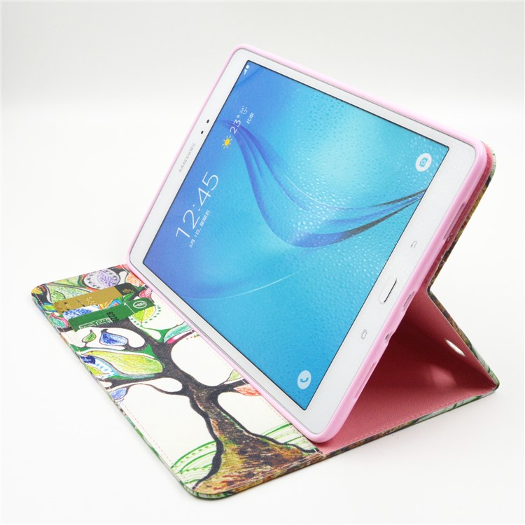 Pattern Printing Leather Wallet Flip Case for Samsung Galaxy Tab A 9.7 T550 T555 - Colorized Tree-3