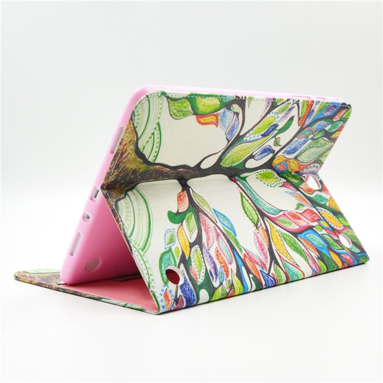 Pattern Printing Leather Wallet Flip Case for Samsung Galaxy Tab A 9.7 T550 T555 - Colorized Tree-4