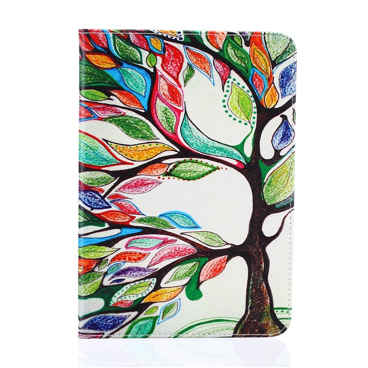 Pattern Printing Leather Wallet Flip Case for Samsung Galaxy Tab S2 8.0 T710 T715 / T719N - Colorized Tree-1