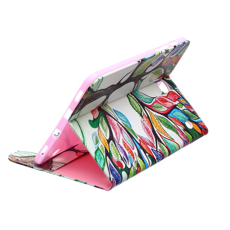 Pattern Printing Leather Wallet Flip Case for Samsung Galaxy Tab S2 8.0 T710 T715 / T719N - Colorized Tree-3
