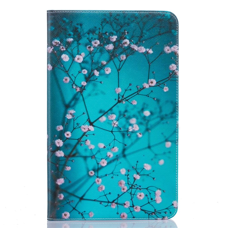 Patterned Leather Wallet Cover for Samsung Galaxy Tab A 10.1 (2016) T580 T585 - Tree with Flowers-2