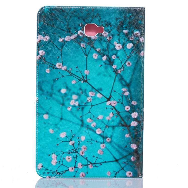 Patterned Leather Wallet Cover for Samsung Galaxy Tab A 10.1 (2016) T580 T585 - Tree with Flowers-3