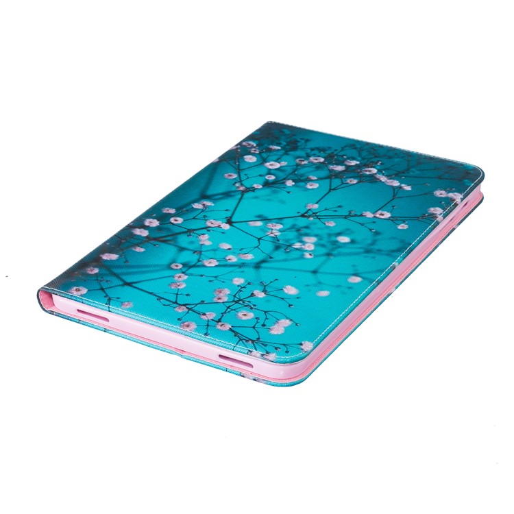 Patterned Leather Wallet Cover for Samsung Galaxy Tab A 10.1 (2016) T580 T585 - Tree with Flowers-6