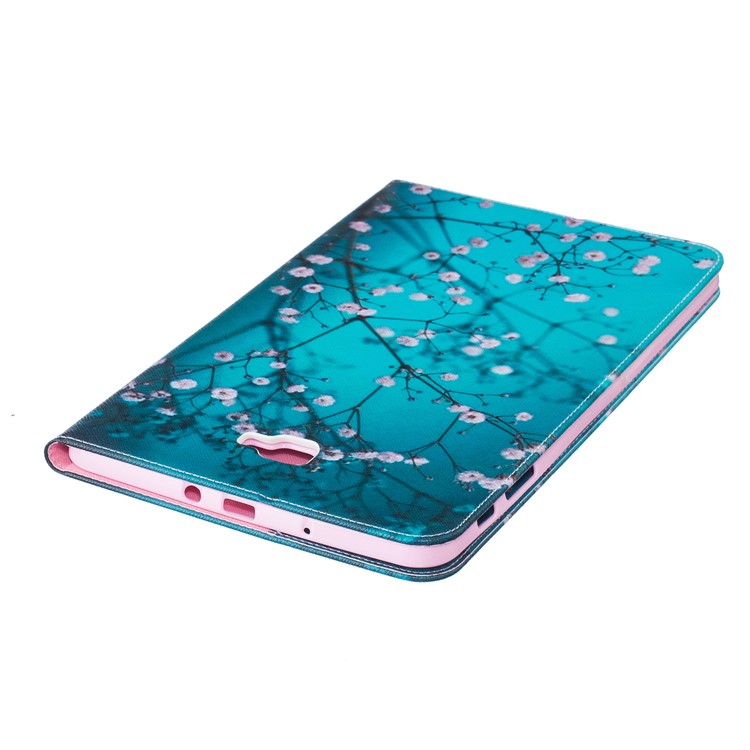 Patterned Leather Wallet Cover for Samsung Galaxy Tab A 10.1 (2016) T580 T585 - Tree with Flowers-7