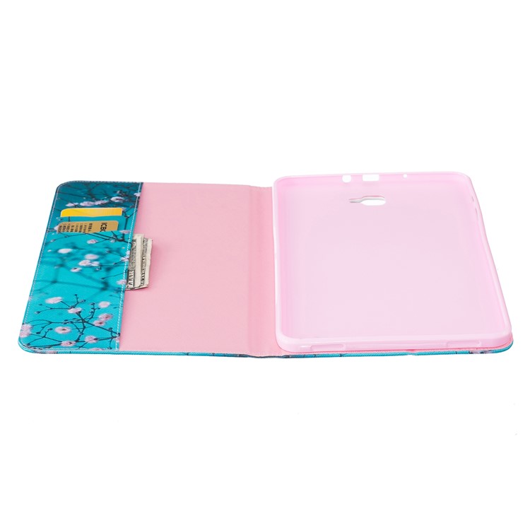 Patterned Leather Wallet Cover for Samsung Galaxy Tab A 10.1 (2016) T580 T585 - Tree with Flowers-8