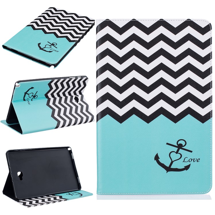 Patterned Wallet Leather Flip Case for Samsung Galaxy Galaxy Tab A 10.1 (2016) P850 - Chevron and Anchor-1