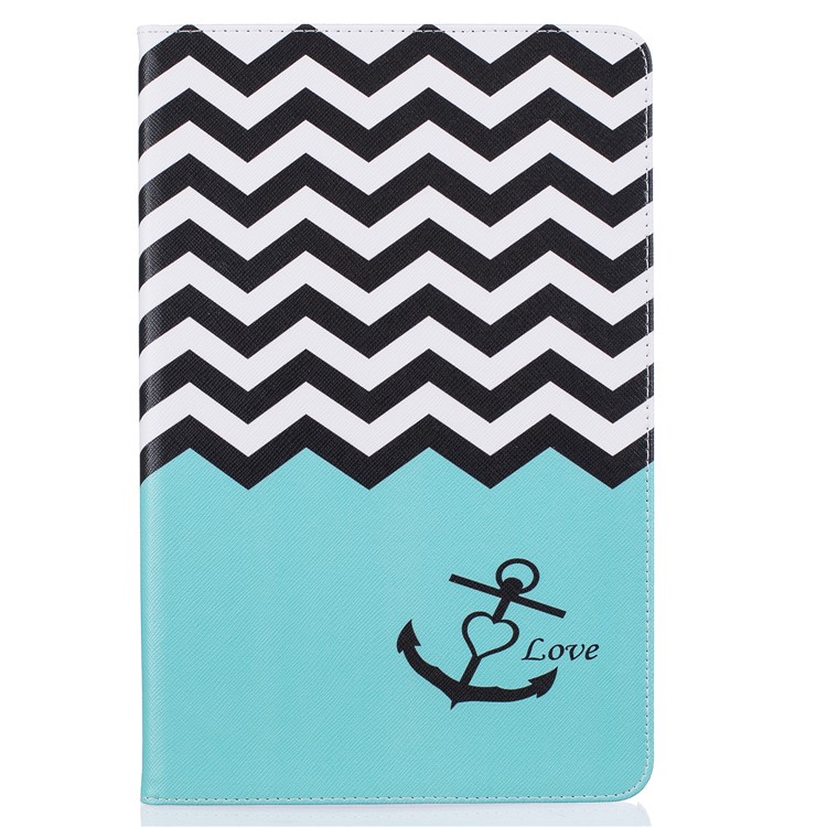 Patterned Wallet Leather Flip Case for Samsung Galaxy Galaxy Tab A 10.1 (2016) P850 - Chevron and Anchor-2