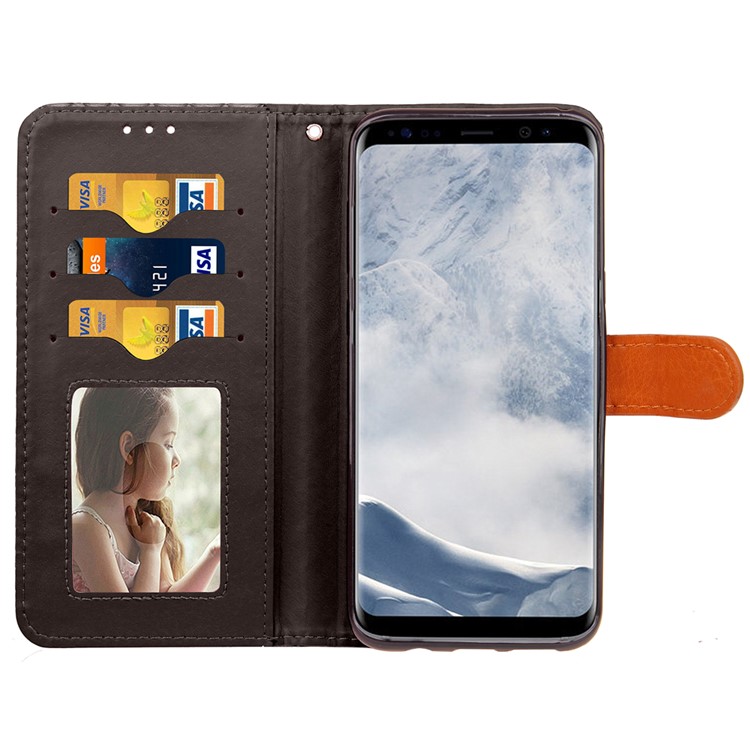 For Samsung Galaxy S8 Plus G955 Two-tone Woven Pattern Leather Wallet Magnetic Case with Stand - Black-3