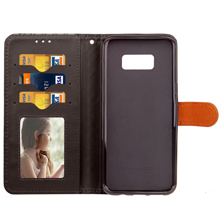 For Samsung Galaxy S8 Plus G955 Two-tone Woven Pattern Leather Wallet Magnetic Case with Stand - Black-7