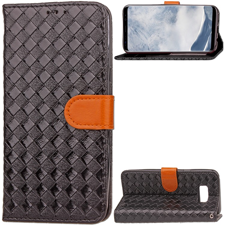 For Samsung Galaxy S8 G950 Two-tone Woven Pattern Protective Case with Stand - Black-1