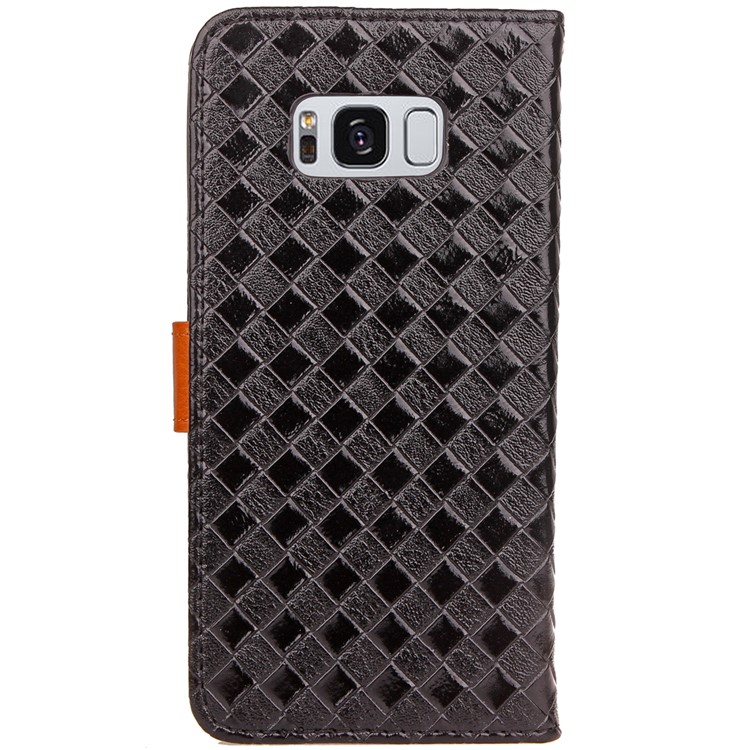 For Samsung Galaxy S8 G950 Two-tone Woven Pattern Protective Case with Stand - Black-4
