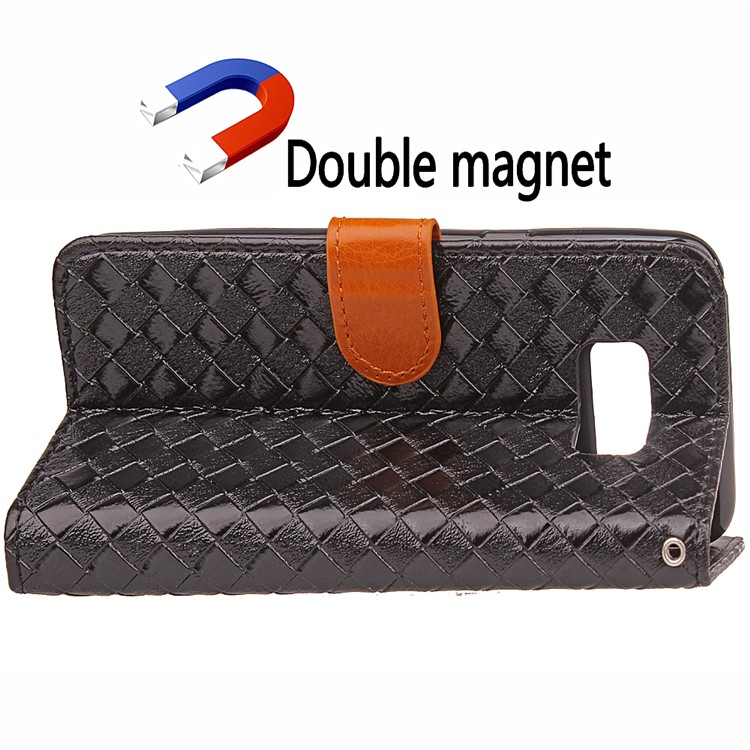 For Samsung Galaxy S8 G950 Two-tone Woven Pattern Protective Case with Stand - Black-6