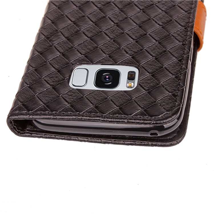 For Samsung Galaxy S8 G950 Two-tone Woven Pattern Protective Case with Stand - Black-9