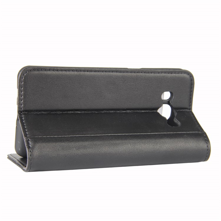 Genuine Split Leather Wallet Flip Stand Case for Samsung Galaxy J5 (2016) J510 - Black-6