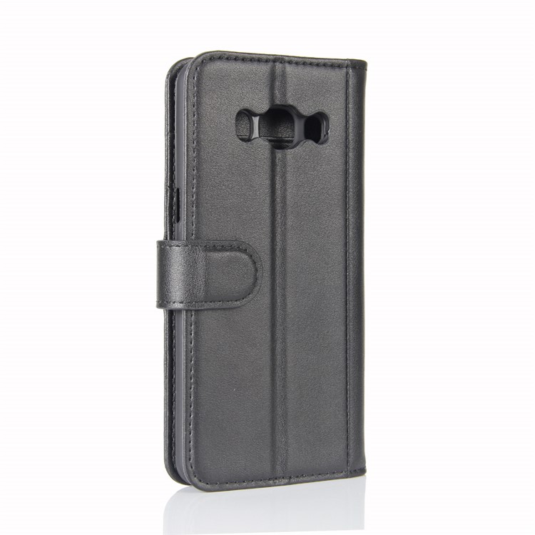 Genuine Split Leather Wallet Flip Stand Case for Samsung Galaxy J5 (2016) J510 - Black-8