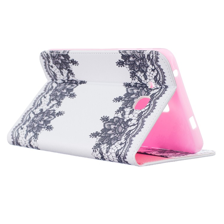 Patterned Wallet Leather Folio Case with Stand for Samsung Galaxy Tab A 7.0 T280 T285 - Lace Flowers-3