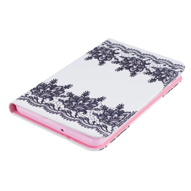 Patterned Wallet Leather Folio Case with Stand for Samsung Galaxy Tab A 7.0 T280 T285 - Lace Flowers-5