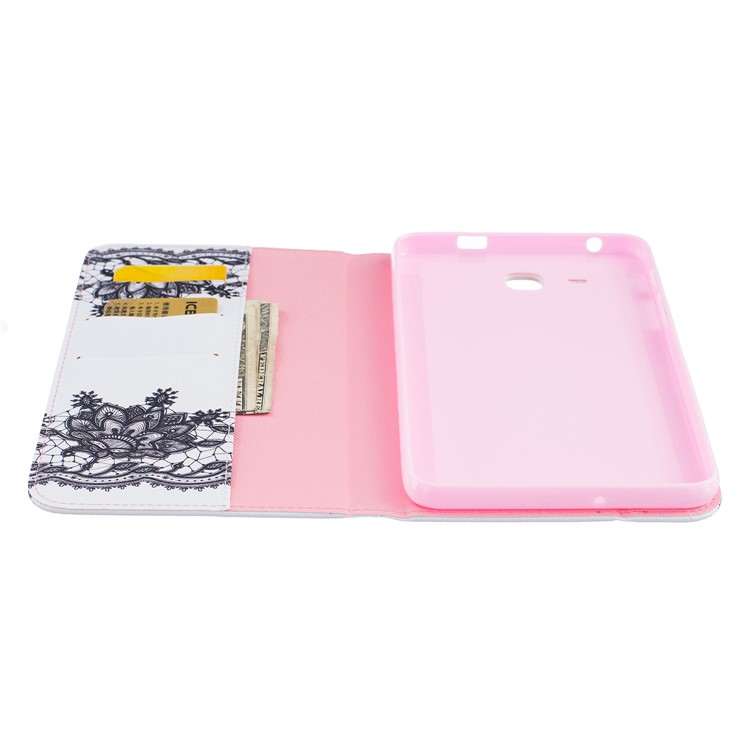 Patterned Wallet Leather Folio Case with Stand for Samsung Galaxy Tab A 7.0 T280 T285 - Lace Flowers-6