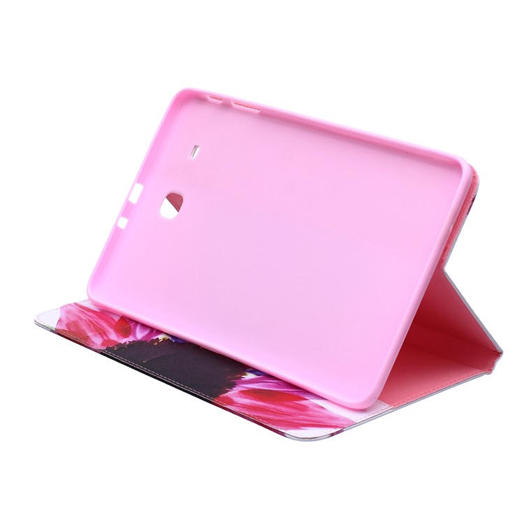 Pattern Printing Leather Wallet Protection Case for Samsung Galaxy Tab E 9.6 T560 - Colorful Petals-4