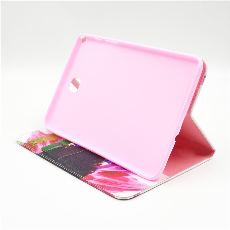 Pattern Printing Leather Wallet Case With Stand for Samsung Galaxy Tab A 8.0 SM-T350 - Colorful Petals-3