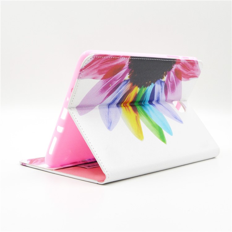 Pattern Printing Leather Wallet Case With Stand for Samsung Galaxy Tab A 8.0 SM-T350 - Colorful Petals-4