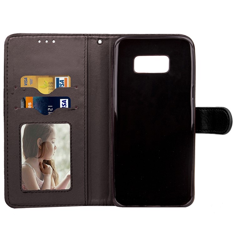 Patterned Stand Wallet Leatter Phone Case for Samsung Galaxy S8 SM-G950 - Grey-6