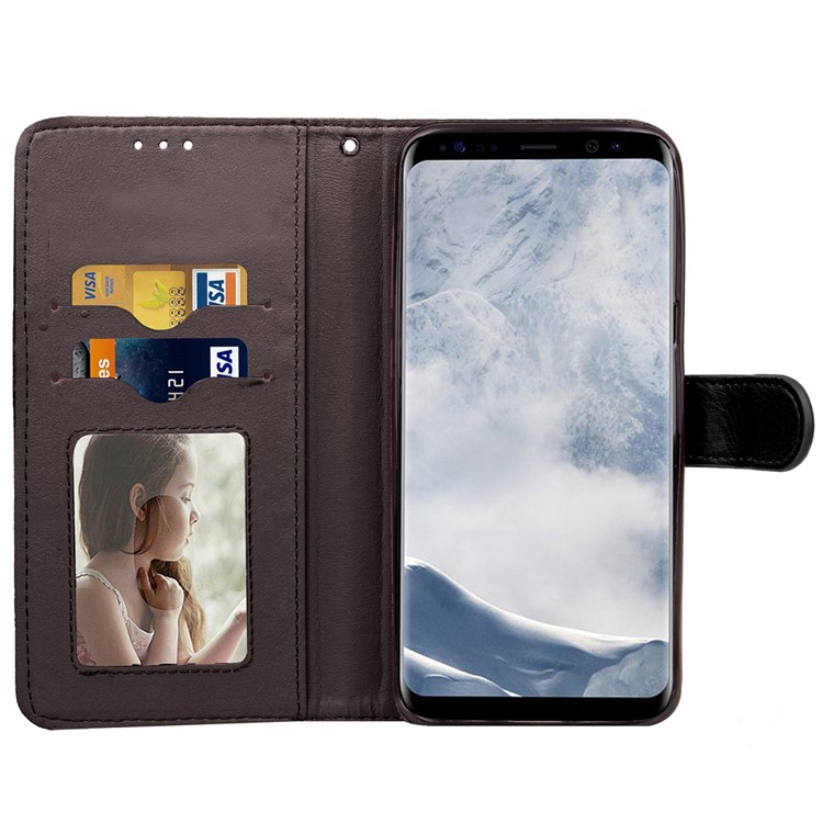 Patterned Stand Wallet Leatter Phone Case for Samsung Galaxy S8 SM-G950 - Grey-7