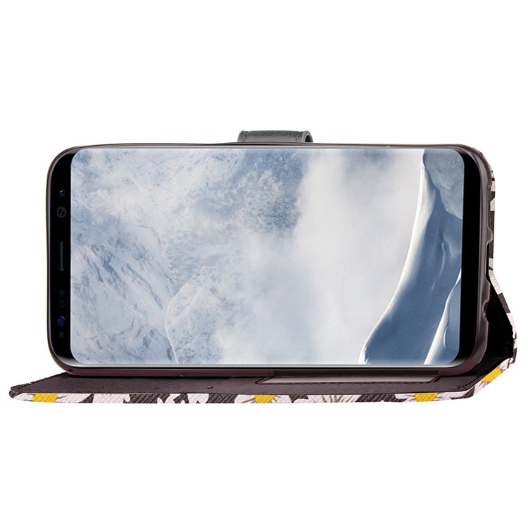 Patterned Stand Wallet Leatter Phone Case for Samsung Galaxy S8 SM-G950 - Grey-8