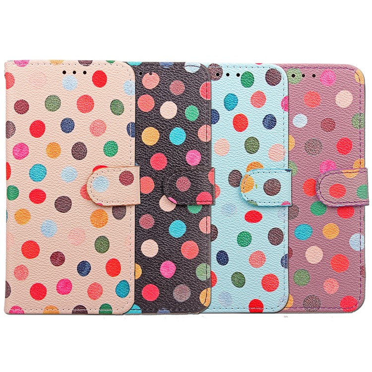 For Samsung Galaxy S8 G950 Multi-color Dots Pattern Leather Wallet Stand Mobile Phone Cover - Black-11