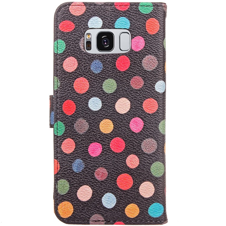 For Samsung Galaxy S8 G950 Multi-color Dots Pattern Leather Wallet Stand Mobile Phone Cover - Black-3