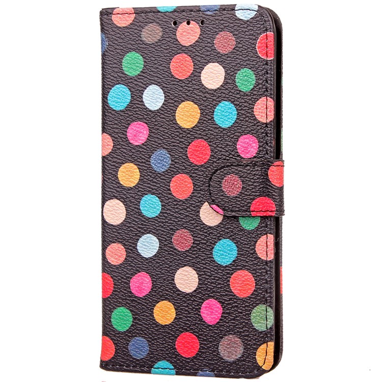 For Samsung Galaxy S8 G950 Multi-color Dots Pattern Leather Wallet Stand Mobile Phone Cover - Black-4