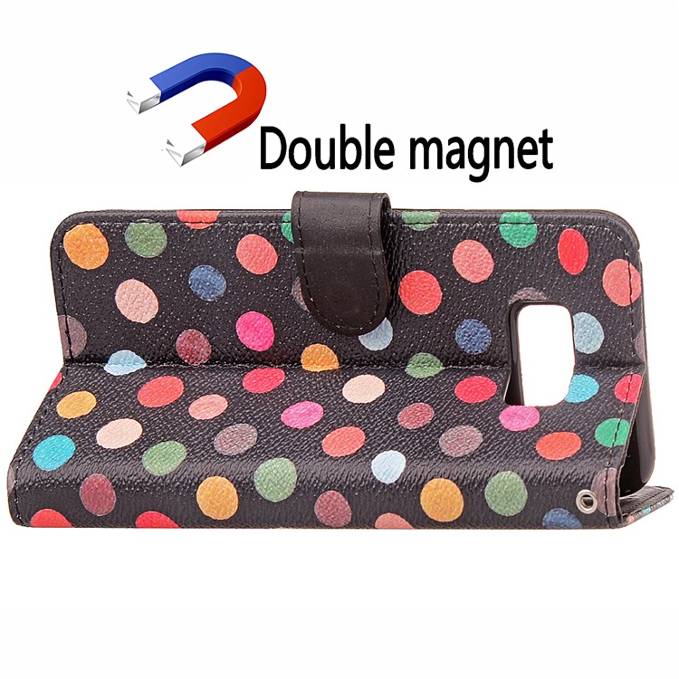 For Samsung Galaxy S8 G950 Multi-color Dots Pattern Leather Wallet Stand Mobile Phone Cover - Black-5