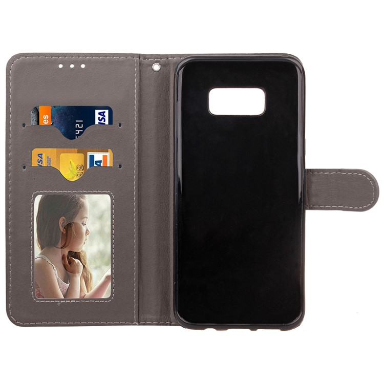 For Samsung Galaxy S8 G950 Multi-color Dots Pattern Leather Wallet Stand Mobile Phone Cover - Black-6