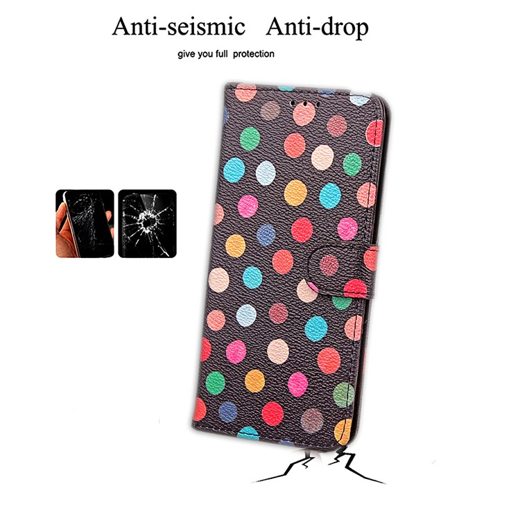 For Samsung Galaxy S8 G950 Multi-color Dots Pattern Leather Wallet Stand Mobile Phone Cover - Black-9