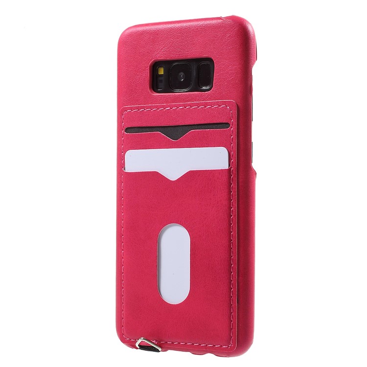 

2 Card Slots Leather Coated Hard Shell Case for Samsung Galaxy S8 SM-G950 - Rose