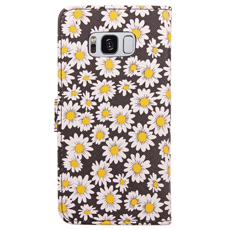 Blooming Chrysanthemum Pattern TPU+PU Leather Wallet Stand Case for Samsung Galaxy S8 Plus G955 - Brown-3