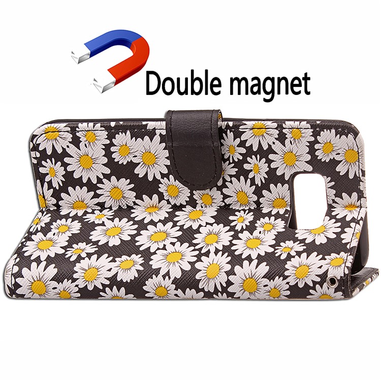 Blooming Chrysanthemum Pattern TPU+PU Leather Wallet Stand Case for Samsung Galaxy S8 Plus G955 - Brown-5