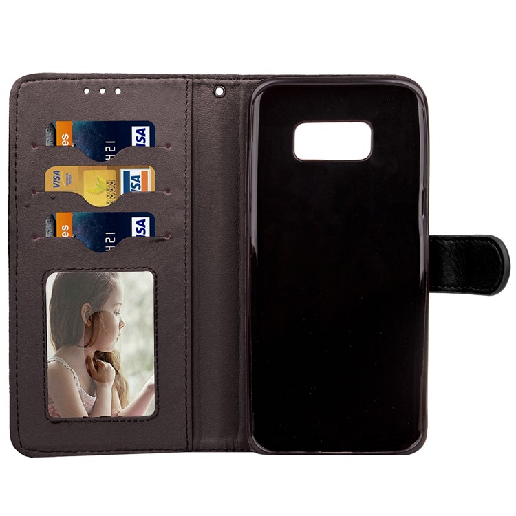 Blooming Chrysanthemum Pattern TPU+PU Leather Wallet Stand Case for Samsung Galaxy S8 Plus G955 - Brown-6
