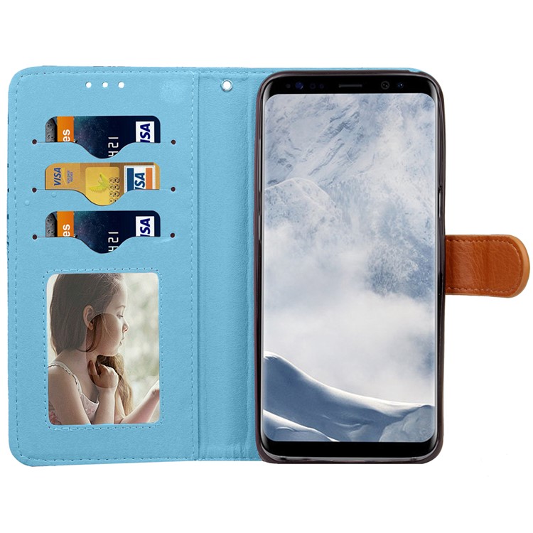 Blooming Chrysanthemum Pattern For Samsung Galaxy S8 Plus TPU+PU Leather Wallet Stand Mobile Case - Blue-10